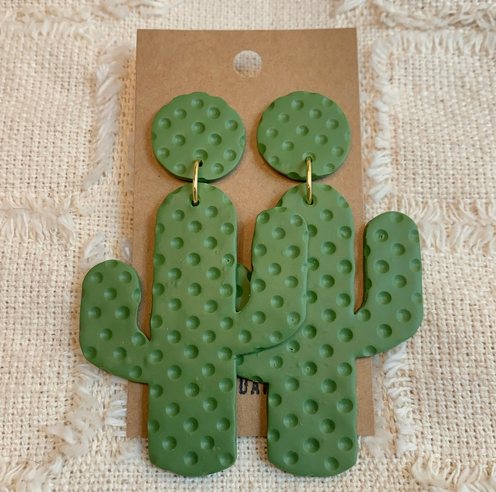 CLAY CACTUS EARRINGS GOLD